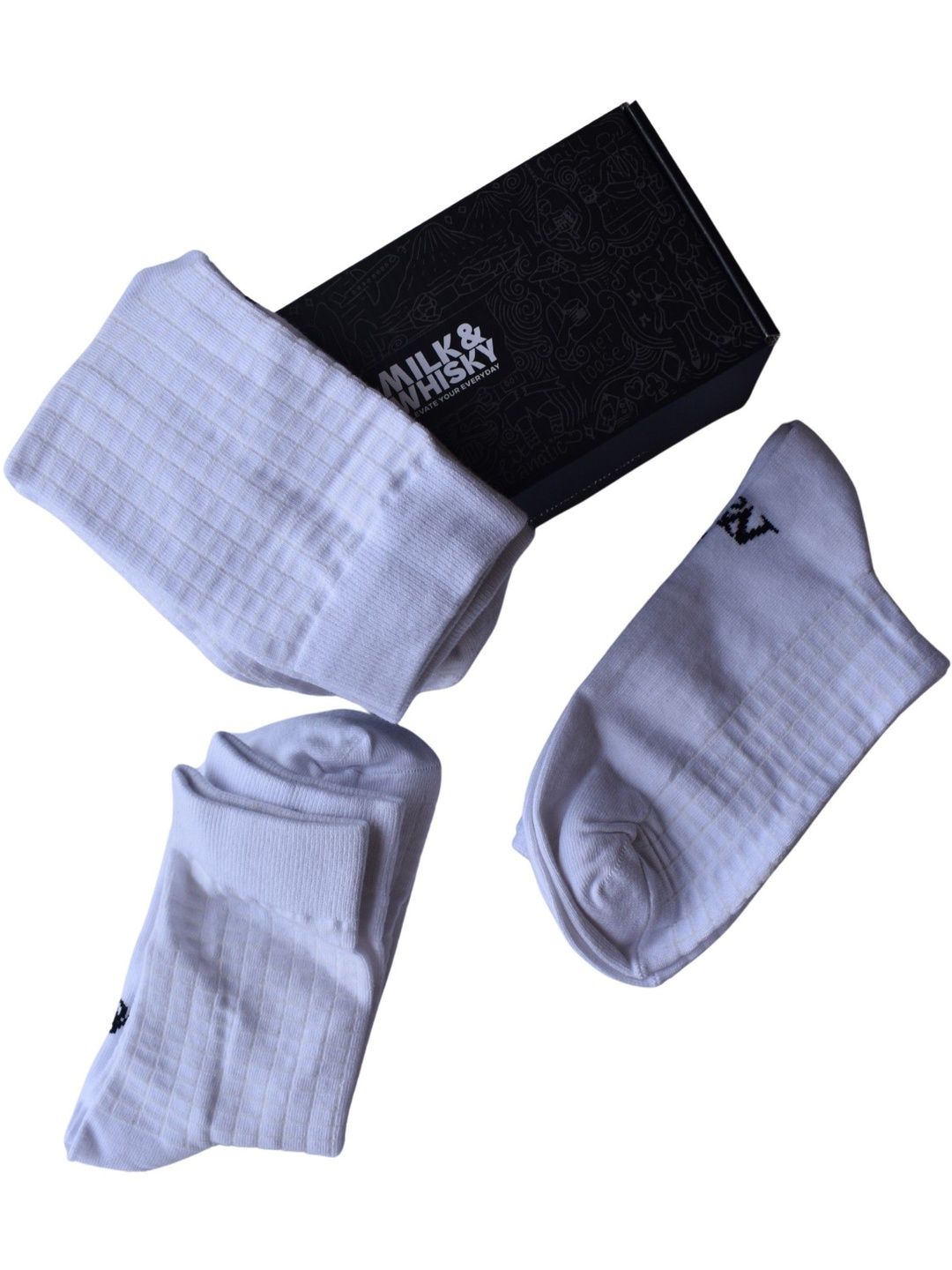 Milk&Whisky Men Pack of 3 Cotton Assorted Patterned Above Ankle Socks