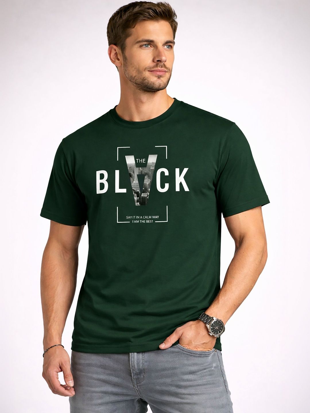 ATIGIANO Men Typography Printed T-shirt