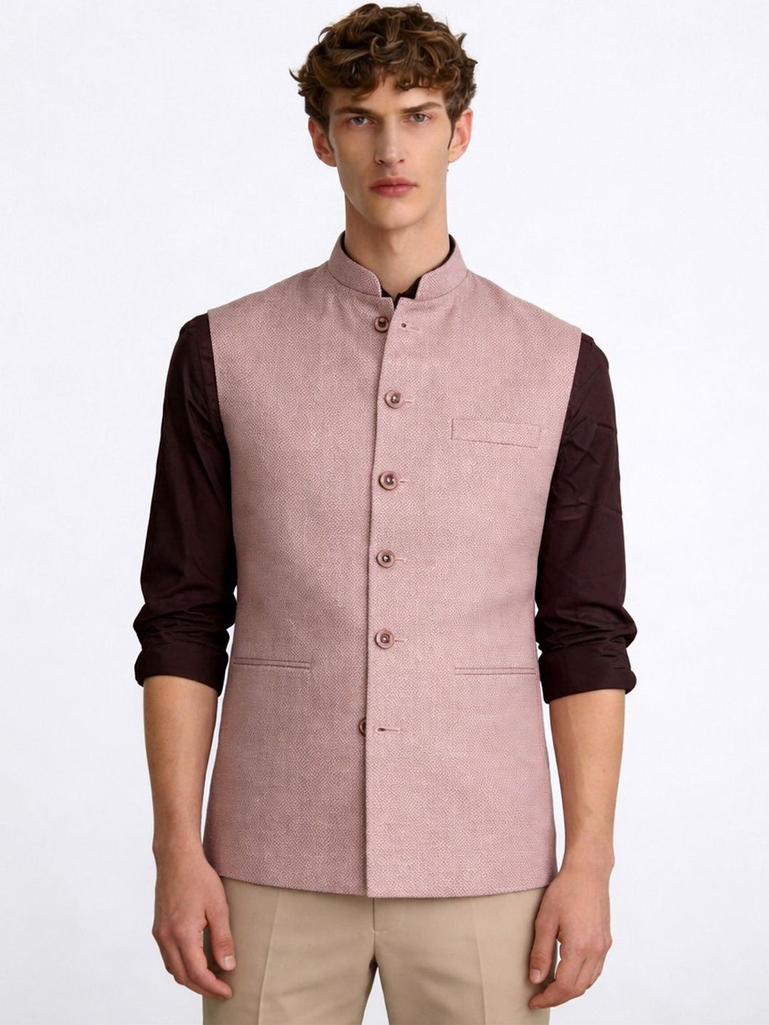 Greenfibre Men Woven Nehru Jackets