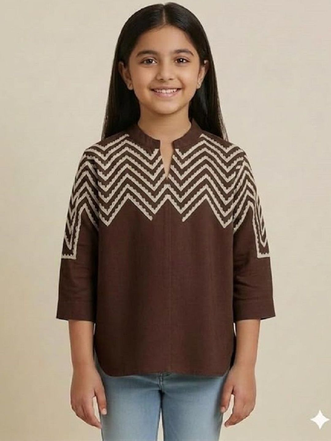 Wommaniya Impex Girls Brown Cotton Tops