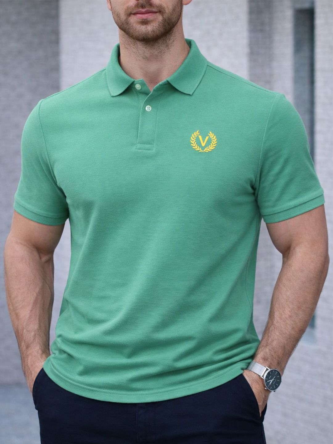 MACK JONNEY Men Polo Collar T-shirt