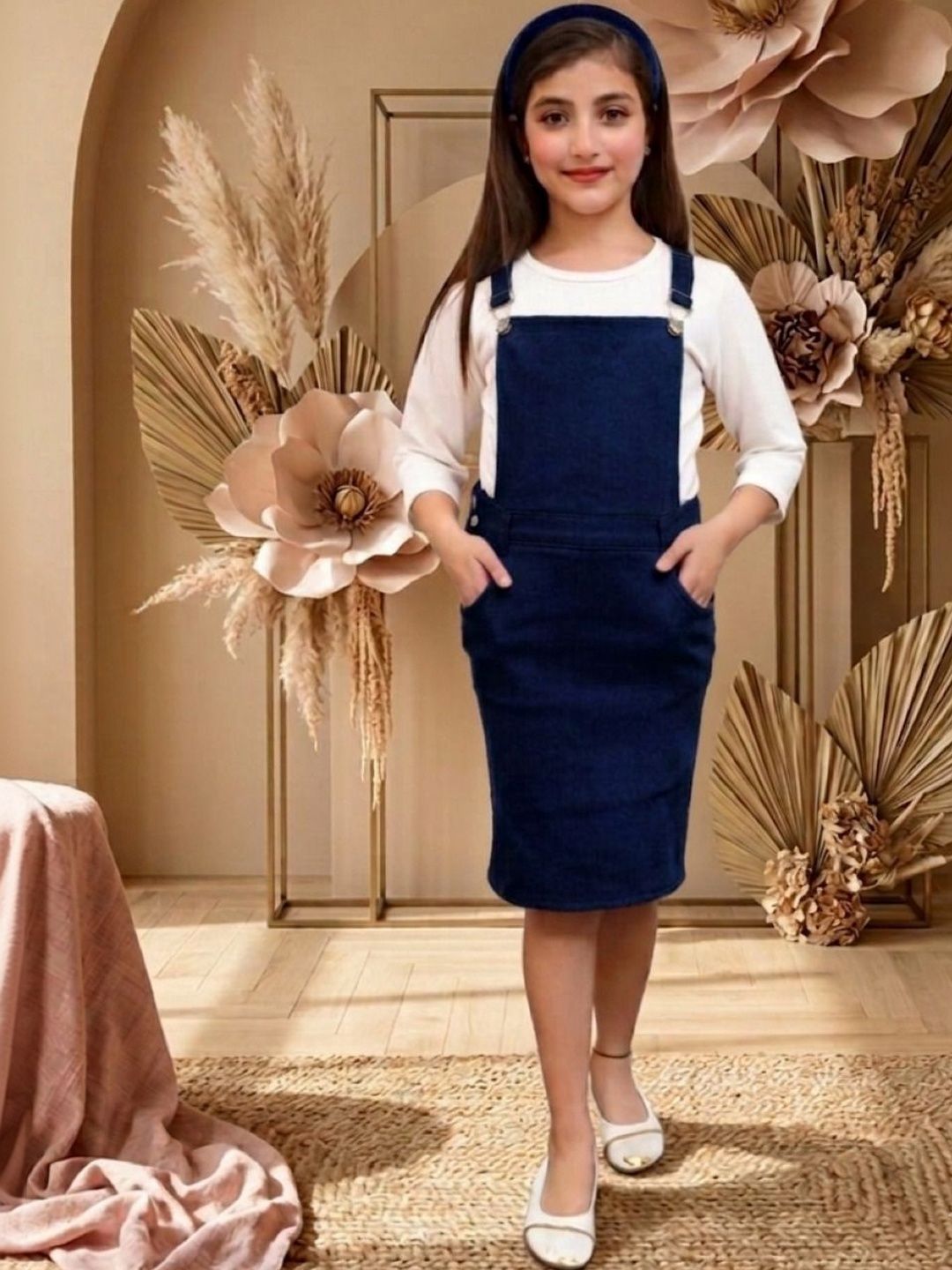 navy blue dress for baby girl Plus Size A Line Denim Suspender Dress – Pluspreorder