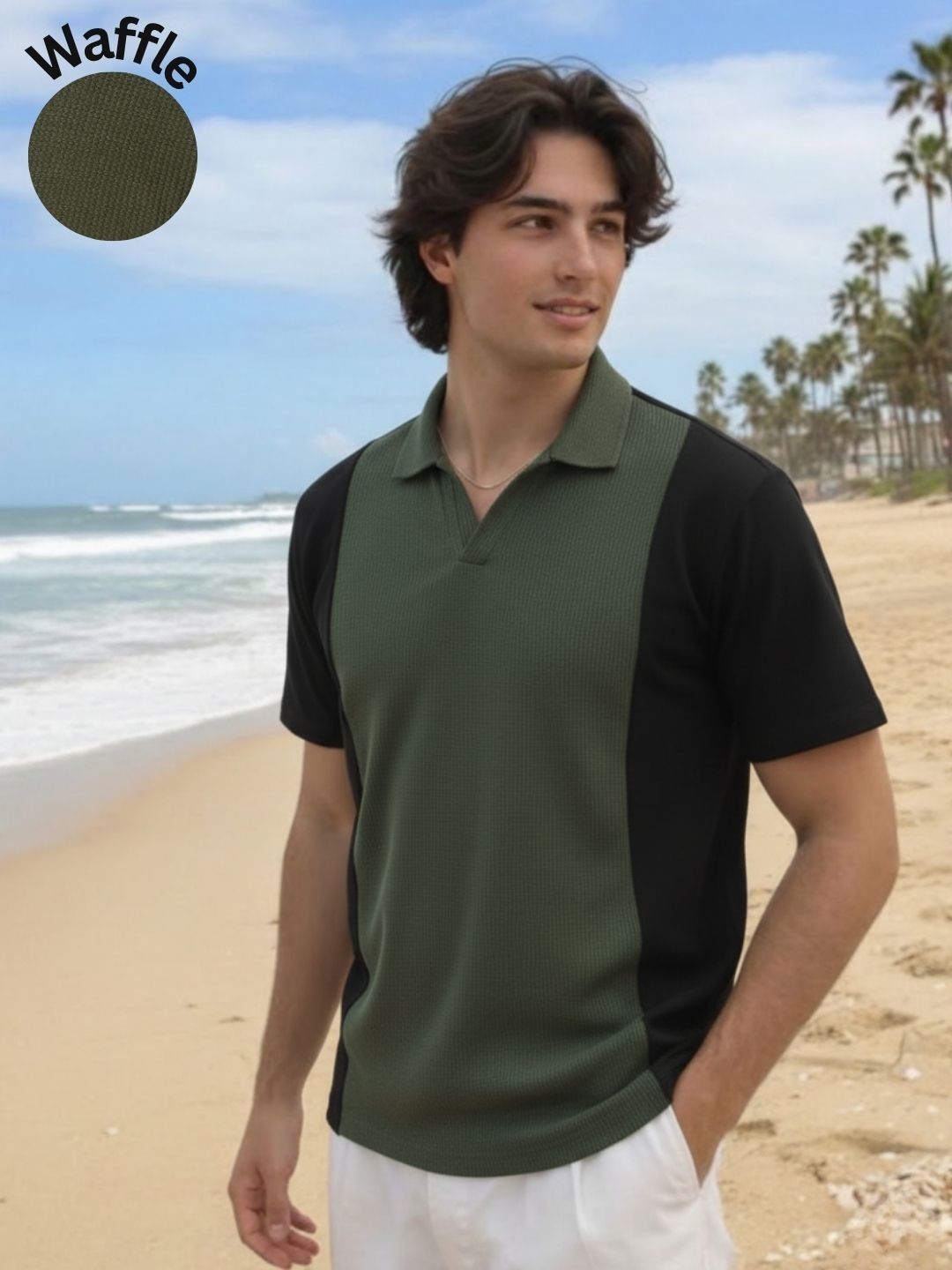 Metronaut Colourblocked Polo Neck Cotton Regular Fit T-shirt
