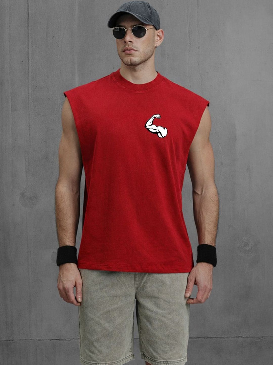 CARRO ARMATO Printed Cotton Gym Vest