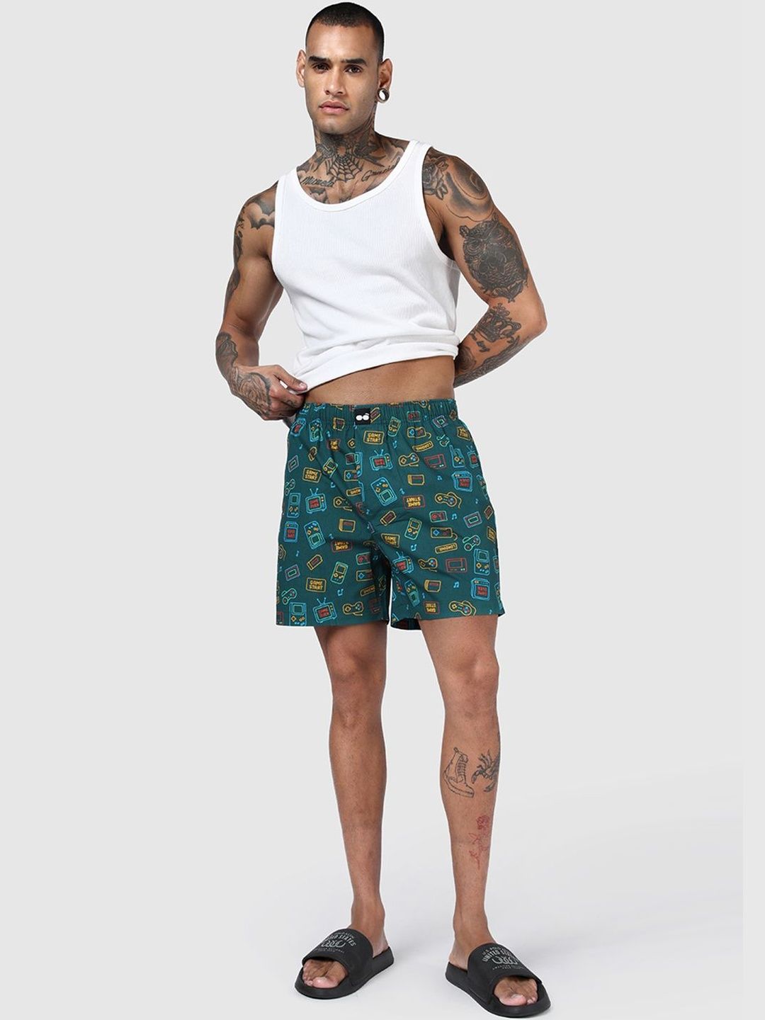 Buy Bewakoof Men Forest Green All Over Printed Boxers - Boxers for