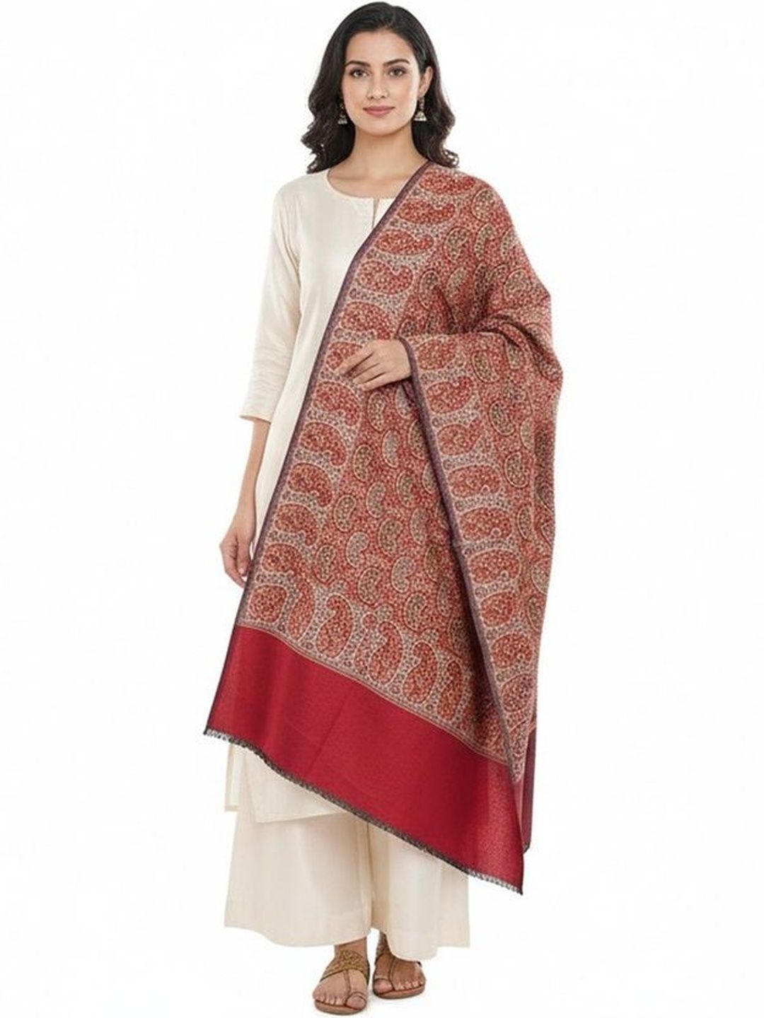 Manra Women Paisley Woven Design Shawl
