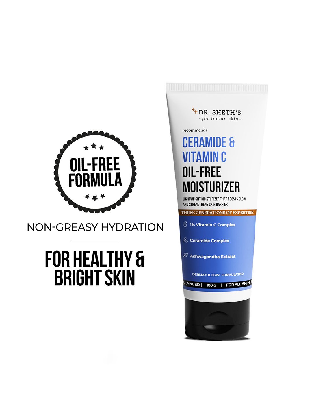 DR. SHETHS Ceramide & Vitamin C Oil-Free Moisturizer - 100g