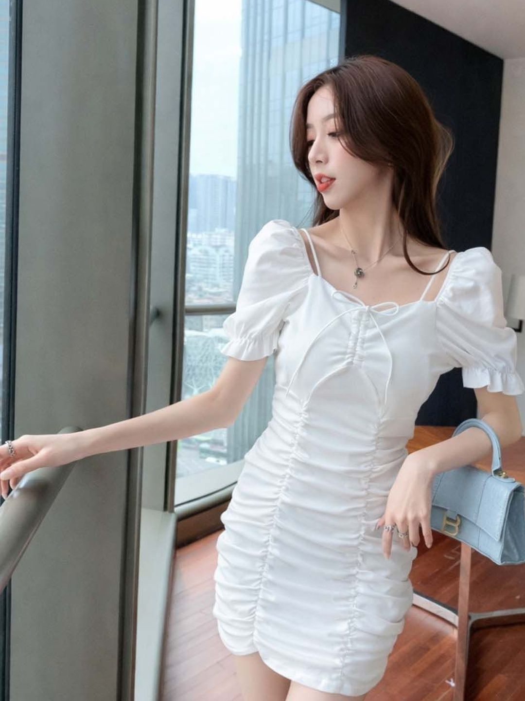 DressBerry Puff Sleeve Bodycon Mini Dress