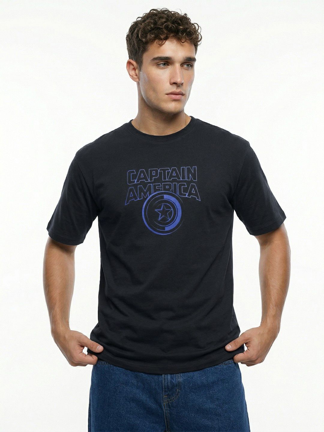 glitchez Captain America Superhero Relaxed Fit T-shirt