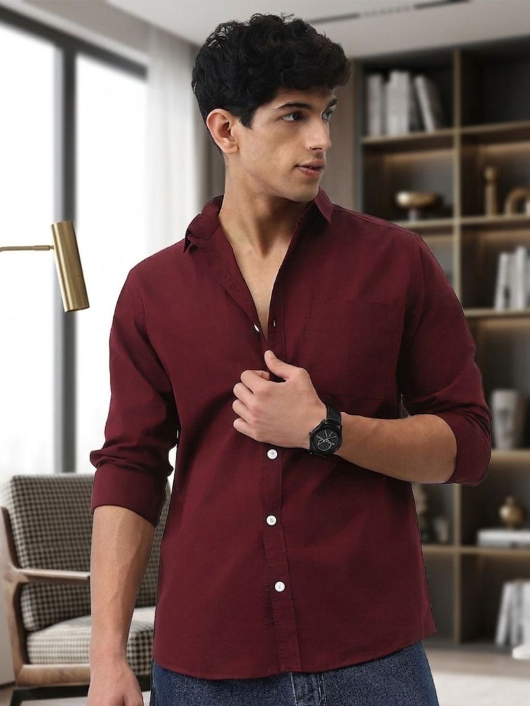 URBANICE Cotton Spread Collar Classic Slim Fit Formal Shirt