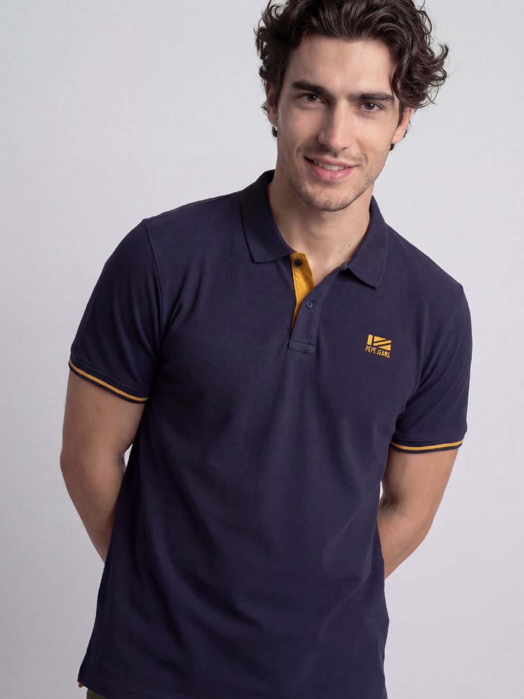 Pepe Jeans Men Brand Logo Polo Collar T-shirt