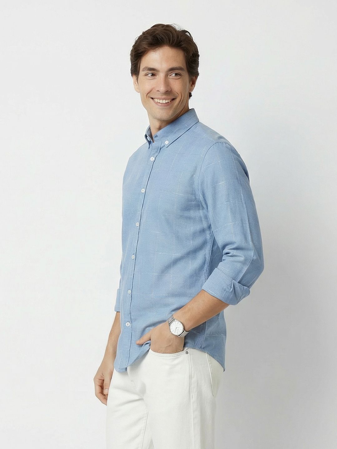 Mast & Harbour Soft Touch Textured Blue Shirt