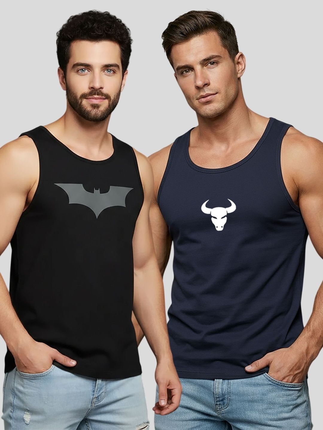 ATIGIANO Pack of 2 Printed Gym Vest