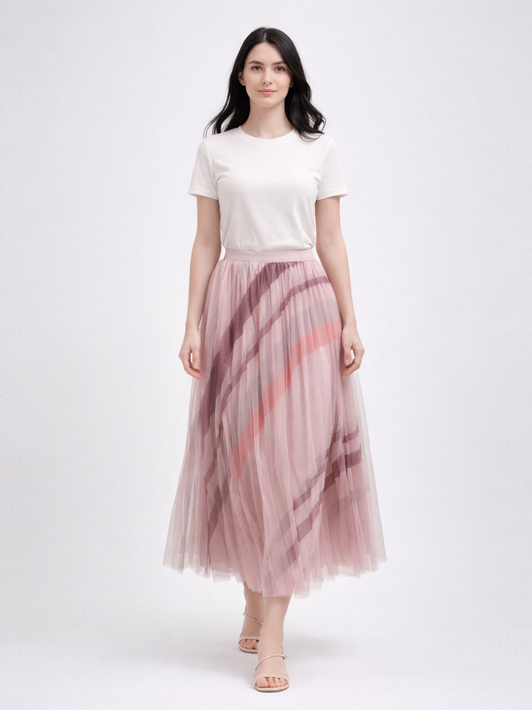 Suo Suo Women Pink Solid Maxi Skirts