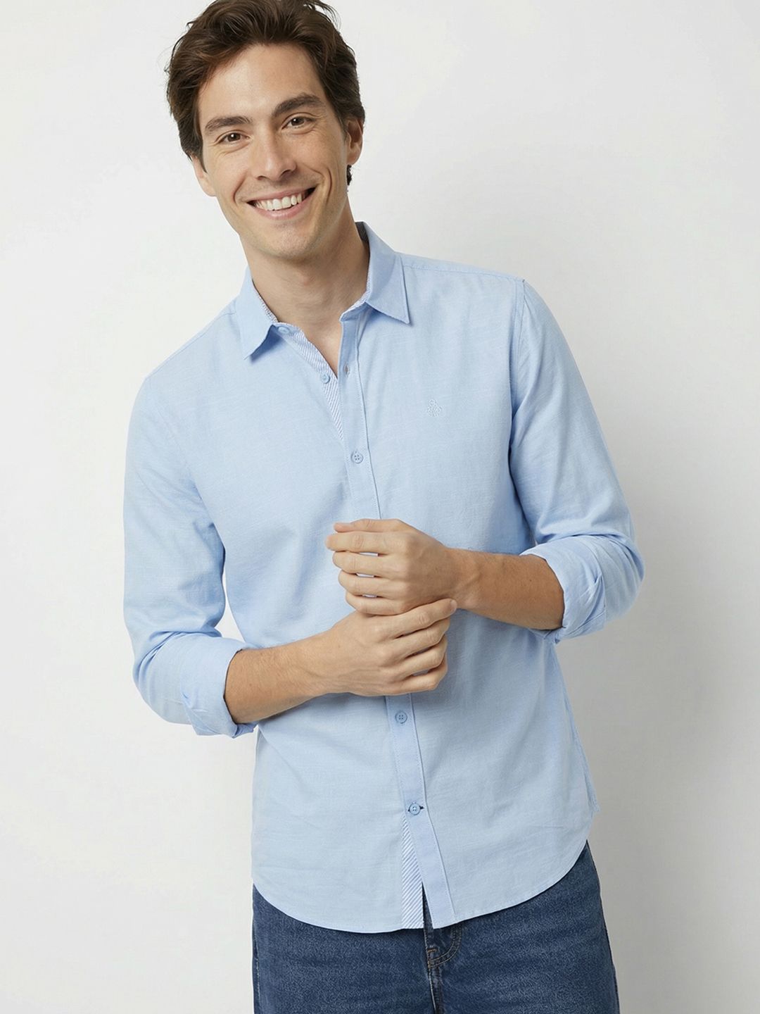 Mast & Harbour Soft Touch Blue Slub Shirt