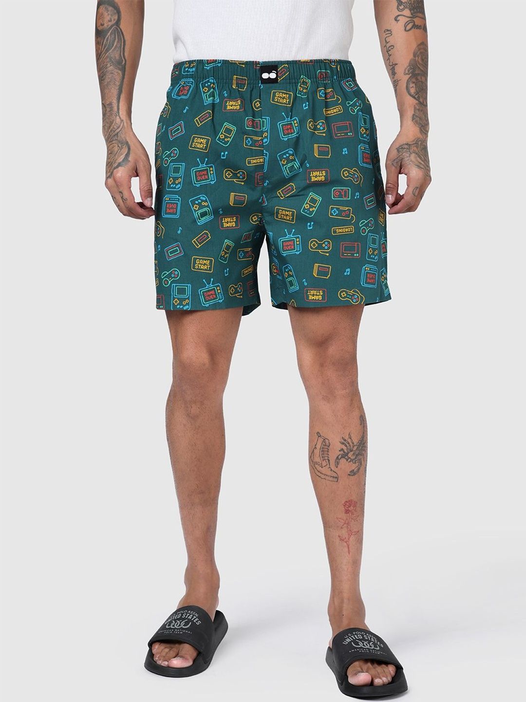 Buy Bewakoof Men Forest Green All Over Printed Boxers - Boxers for