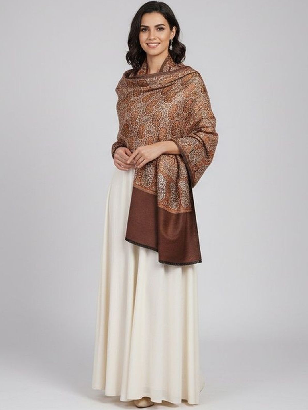 Manra Women Paisley Woven Design Shawl