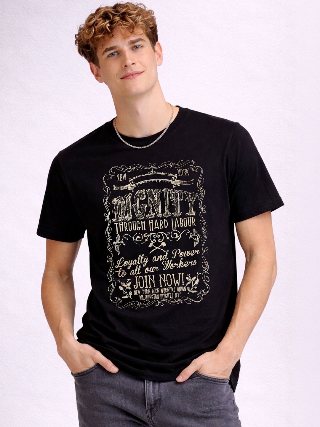 R.Code by The Roadster Life Co. Men Typography Printed T-shirt