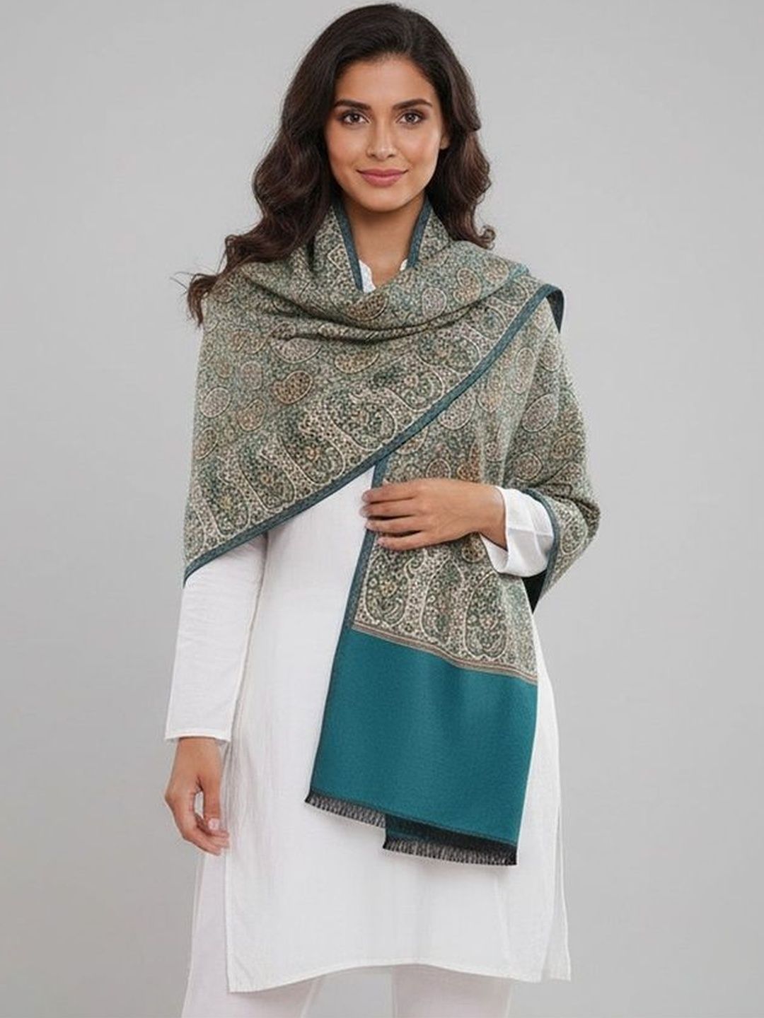 Manra Women Paisley Woven Design Shawl