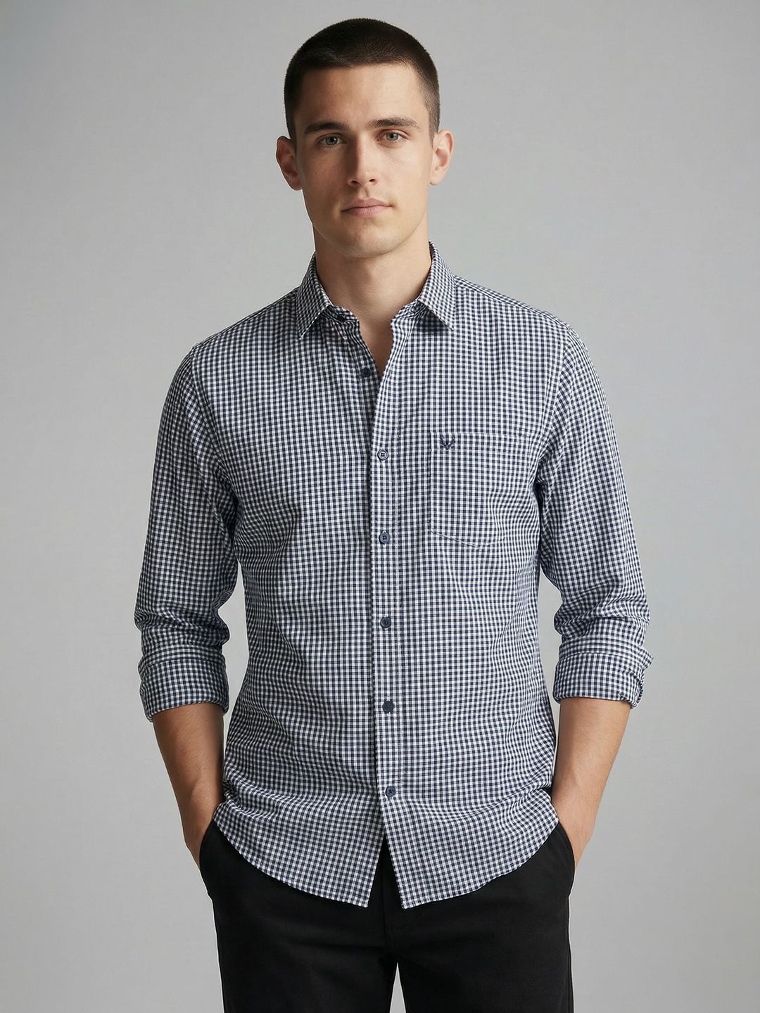 Allen Solly Allen Solly Sport Slim Fit Micro Checked Pure Cotton Casual Shirt