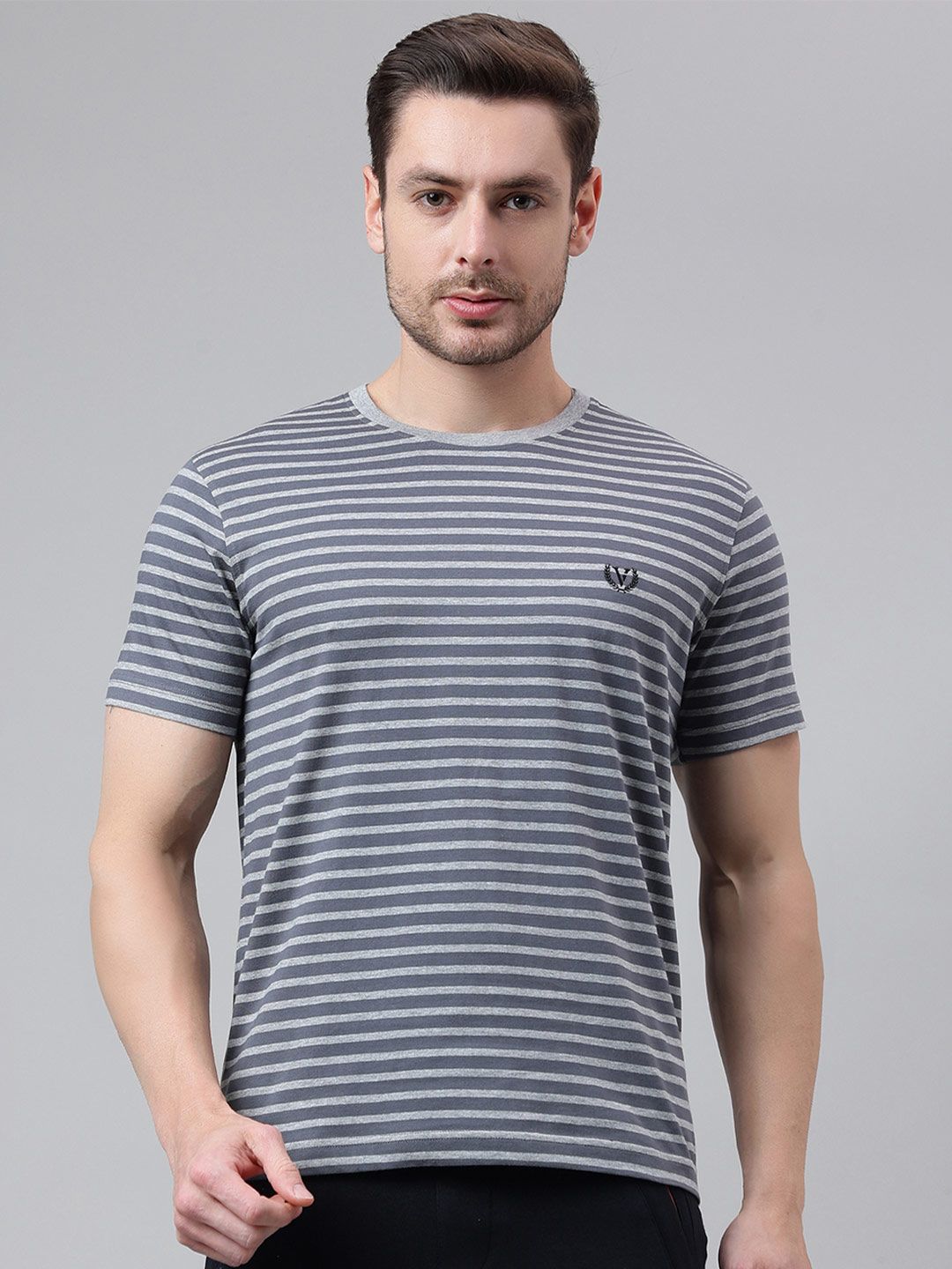 Van Heusen Innerwear Men Striped Regular Fit Lounge Tshirt
