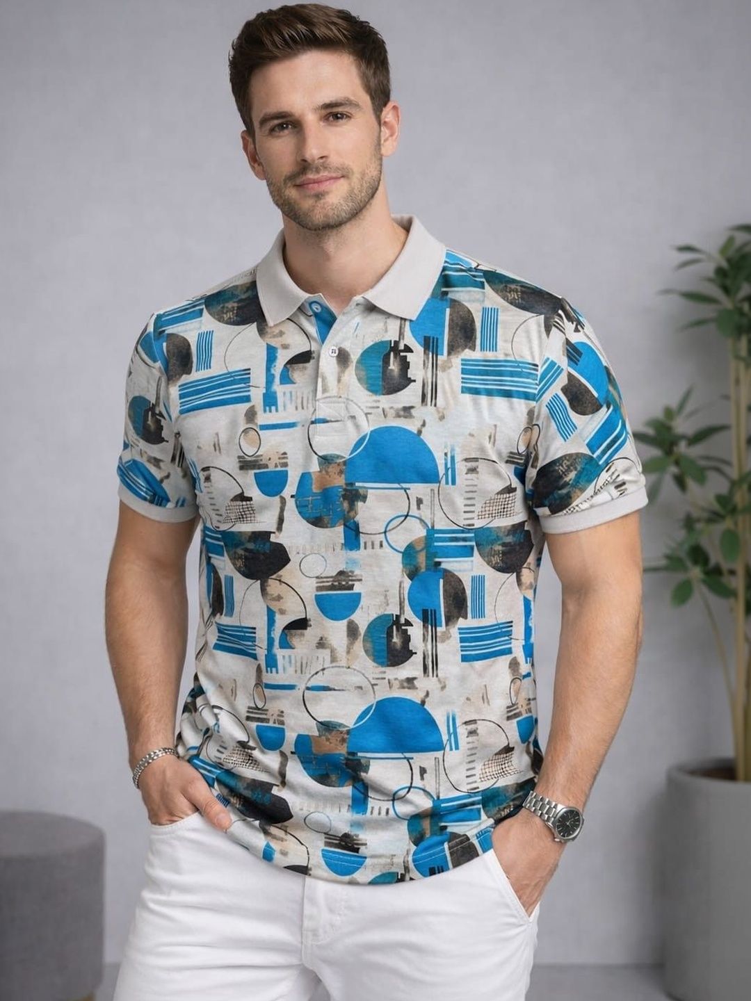 Austin wood Men Printed Polo Collar T-shirt