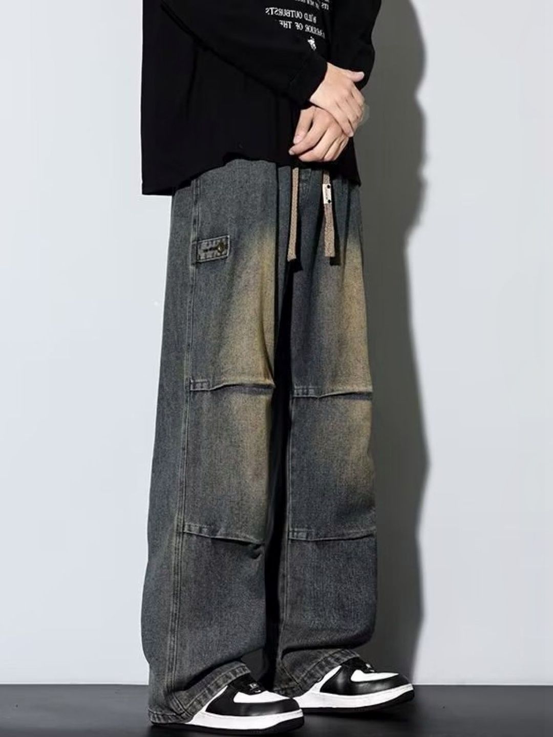 StyleCast StyleCast Men Wide Leg Mid-Rise Heavy Fade Jeans