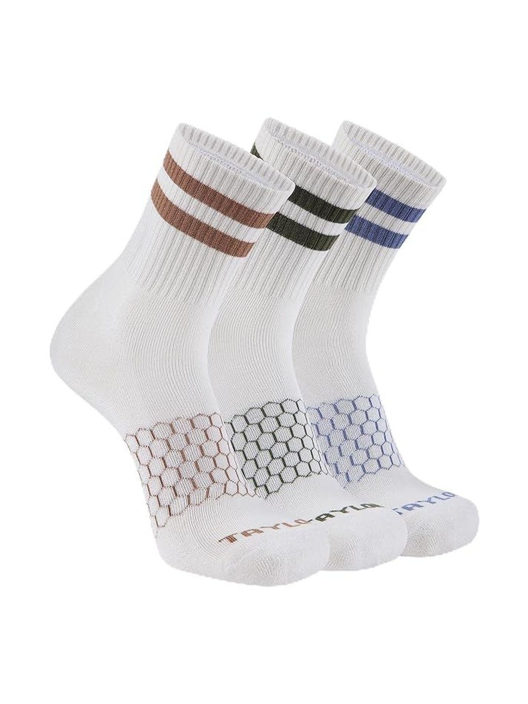 LINTON TAYLOR Unisex Pack of 3 Assorted Striped Calf Length Socks