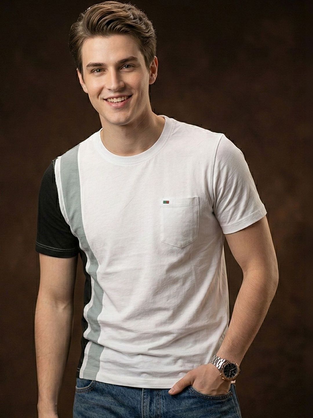 OPERATIVE Men Colourblocked Pockets T-shirt