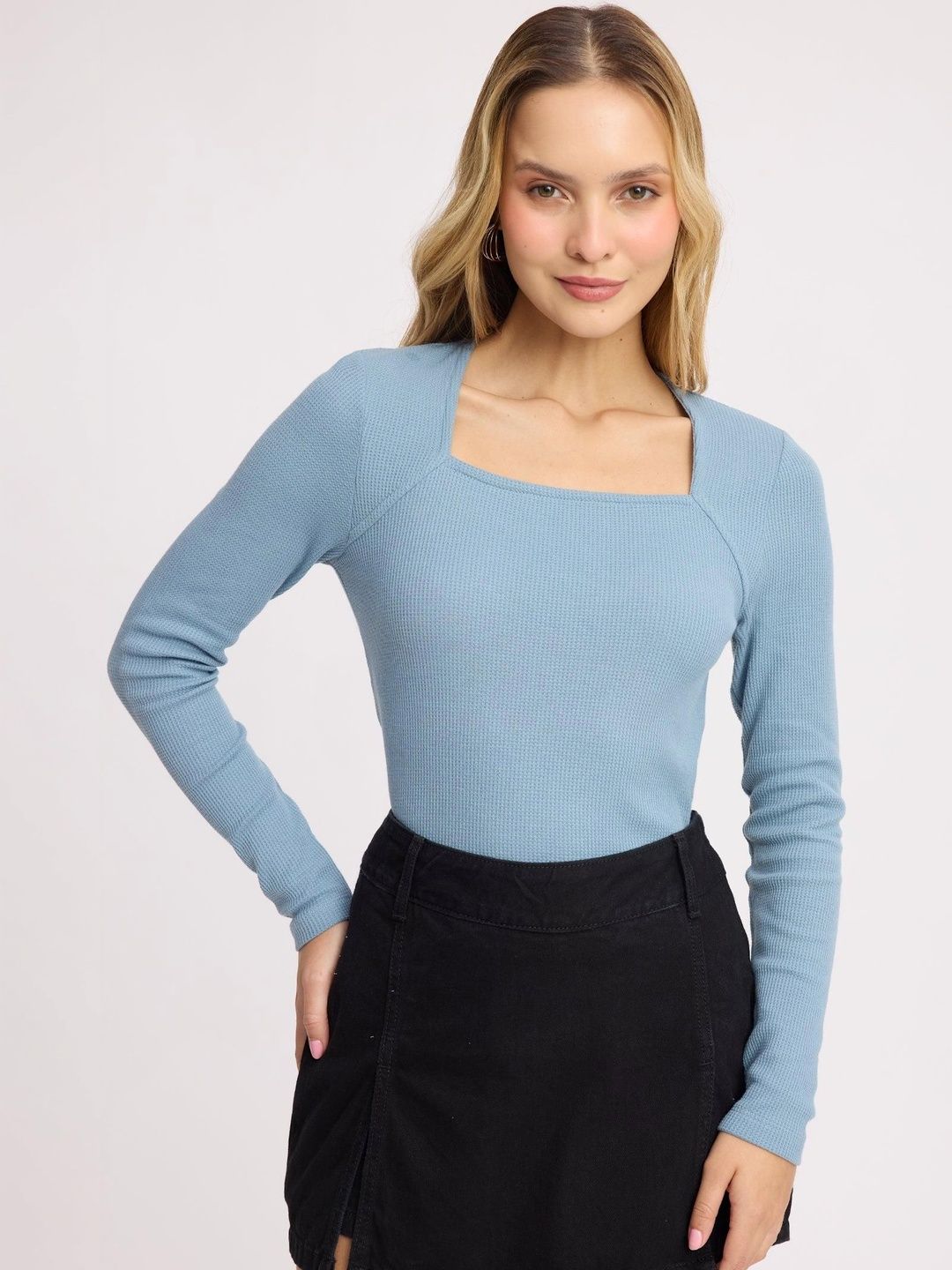 Top Solid Virgio Cotton Raglan Sleeve Fitted Knit Top