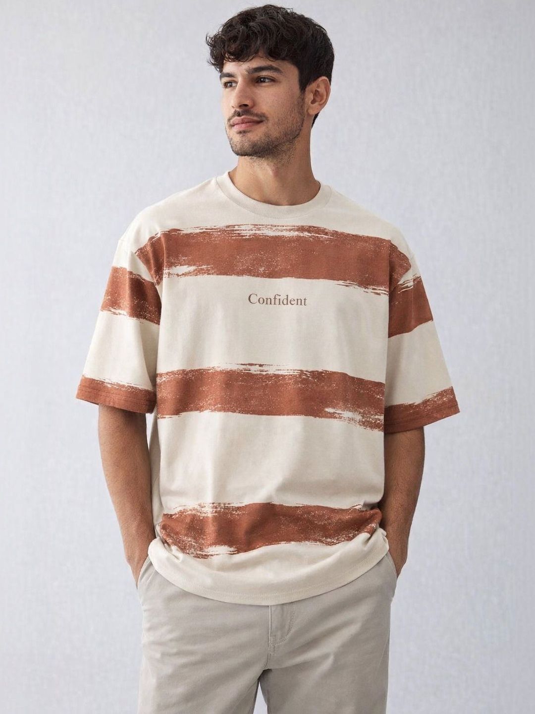 DRVP Men Typography Striped T-shirt