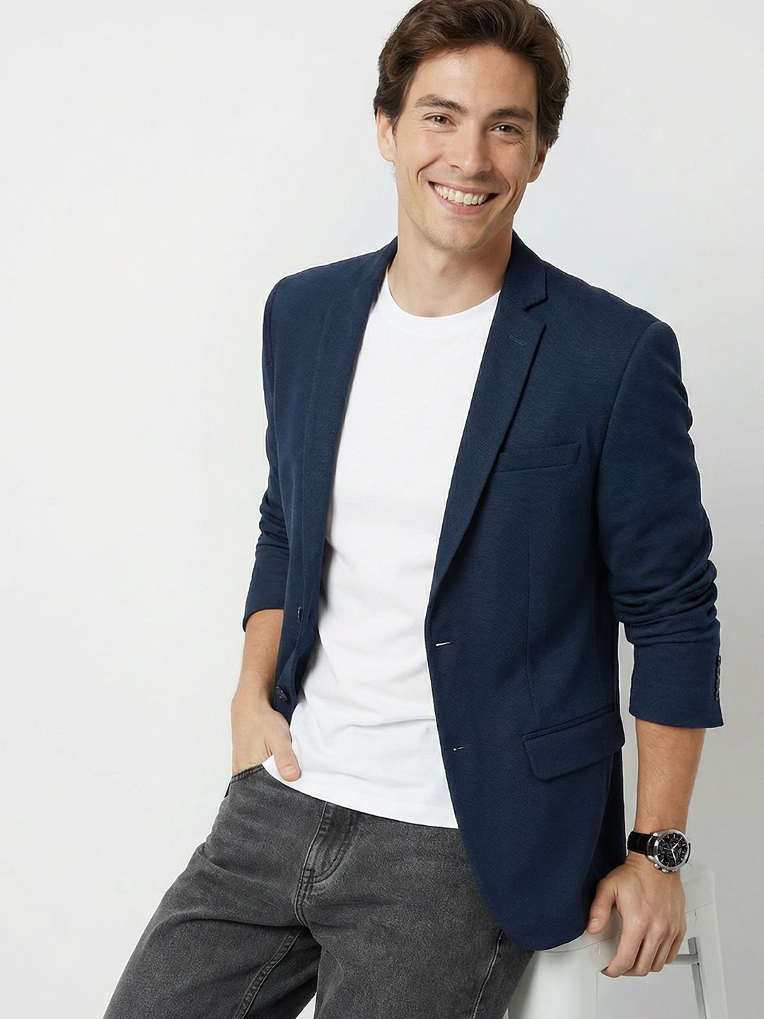Mast & Harbour Single-Breasted Notched Lapel Casual Blazers