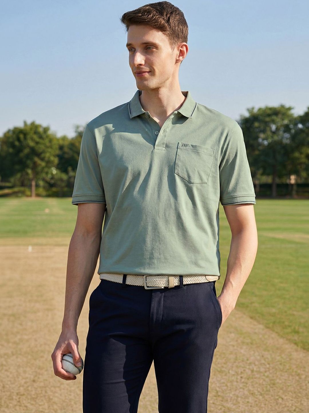 Peter England Casuals Men Polo Collar Pockets T-shirt