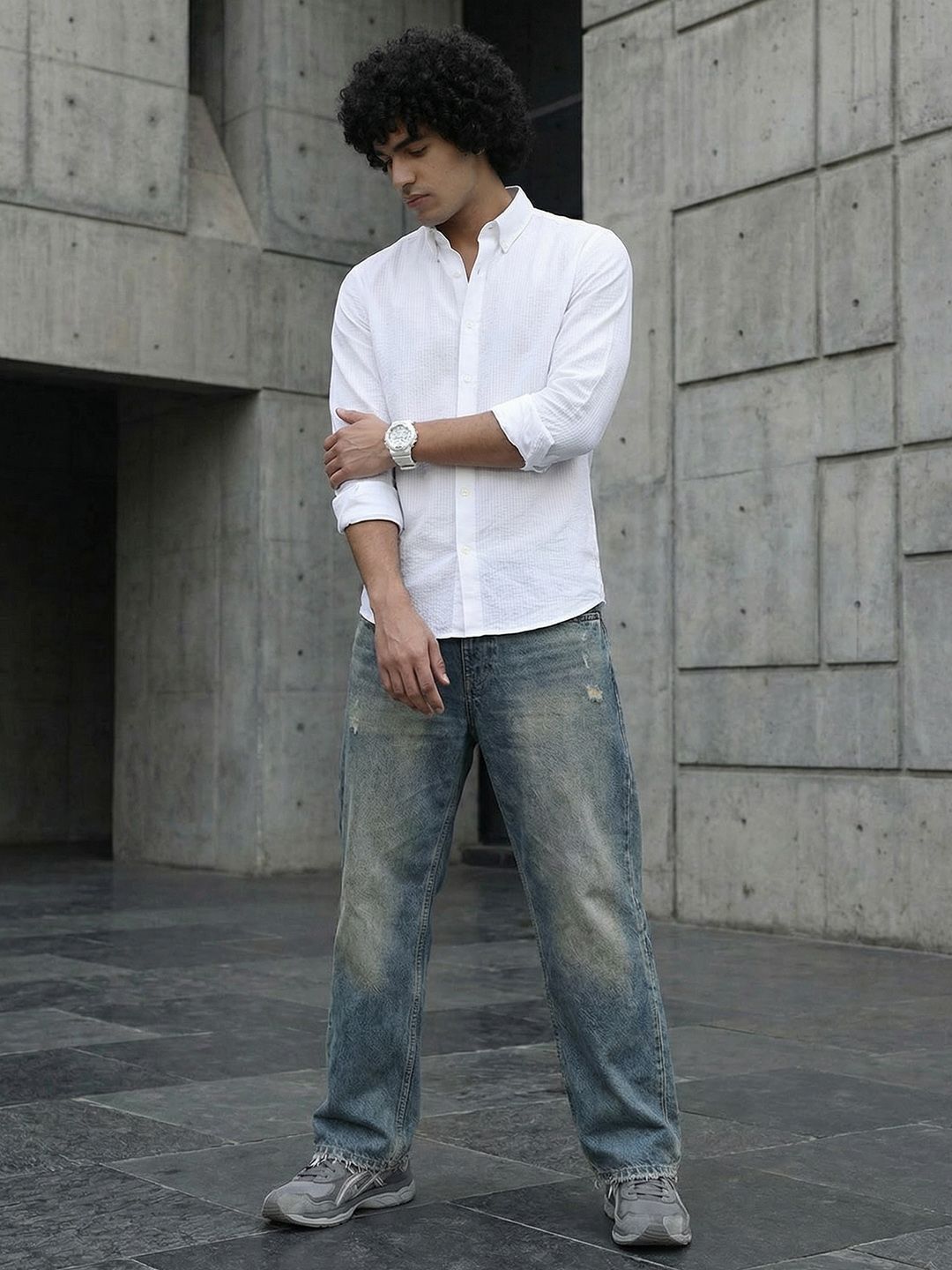 The Roadster Life Co. Self Design Pure Cotton Casual Shirt