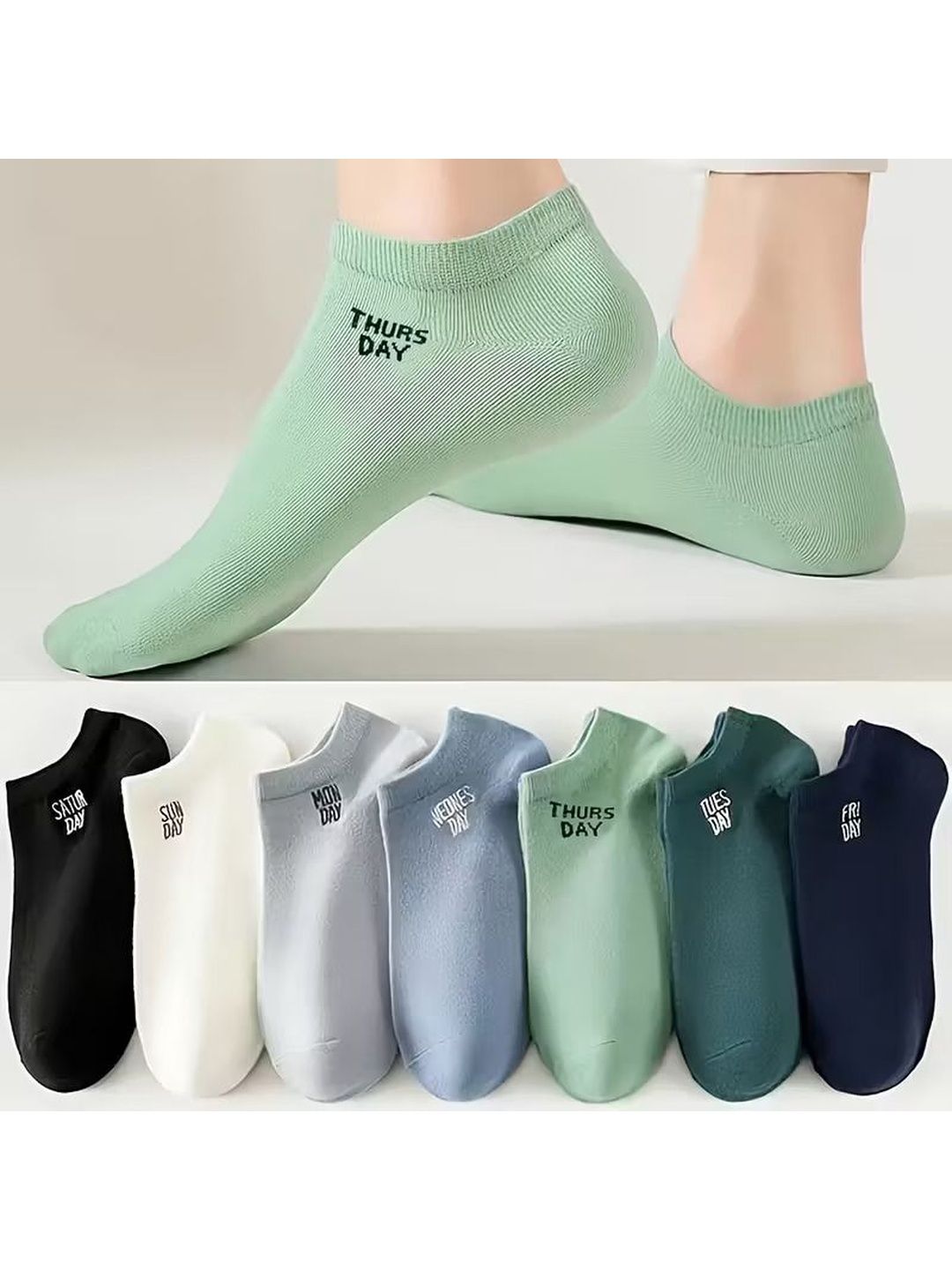 Sloxie Men Pack of 7 Cotton Assorted Patterned Ankle Length Socks