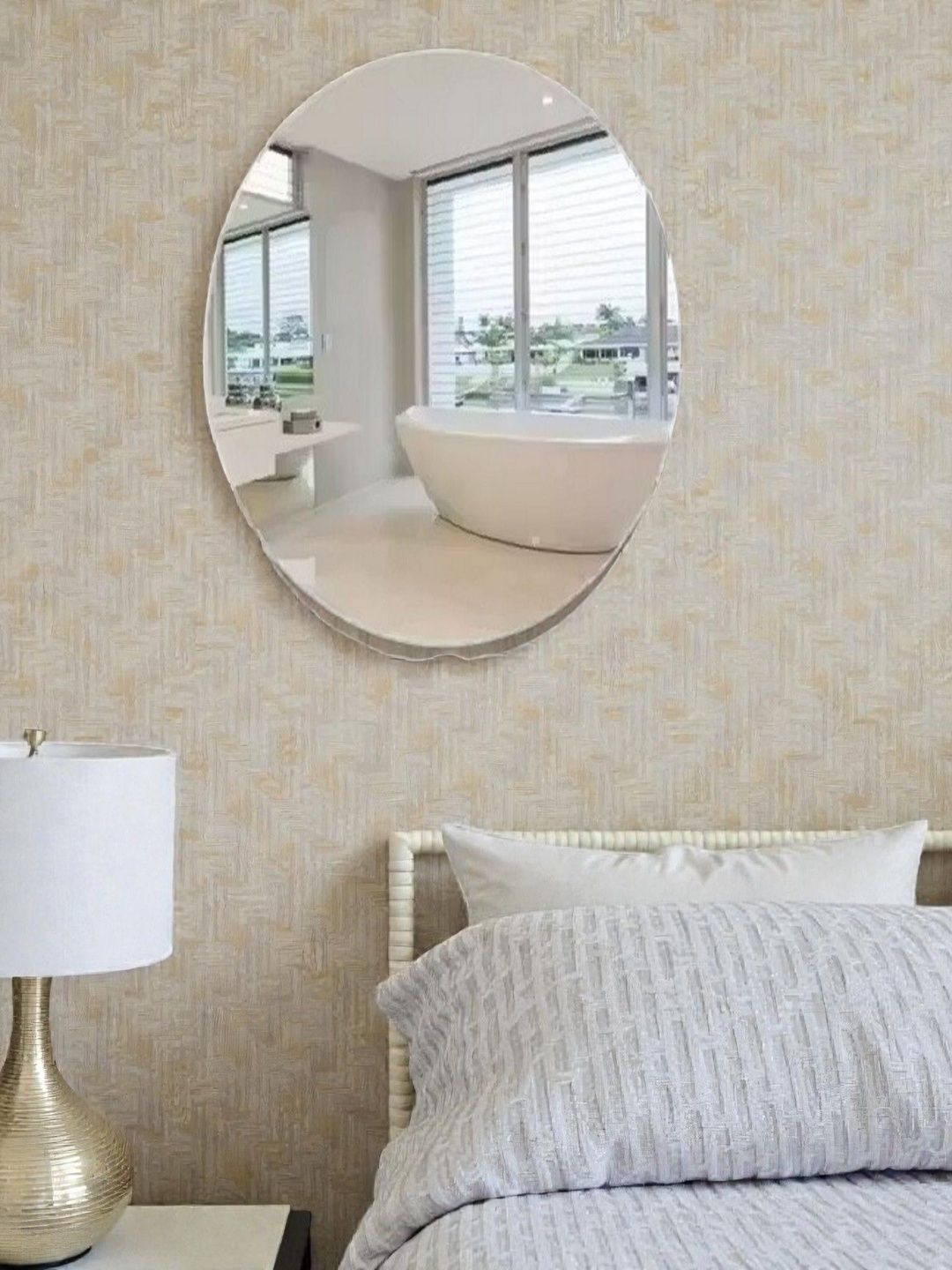 Sigaram Sigaram Frameless Oval Adhesive Mirror Sticker
