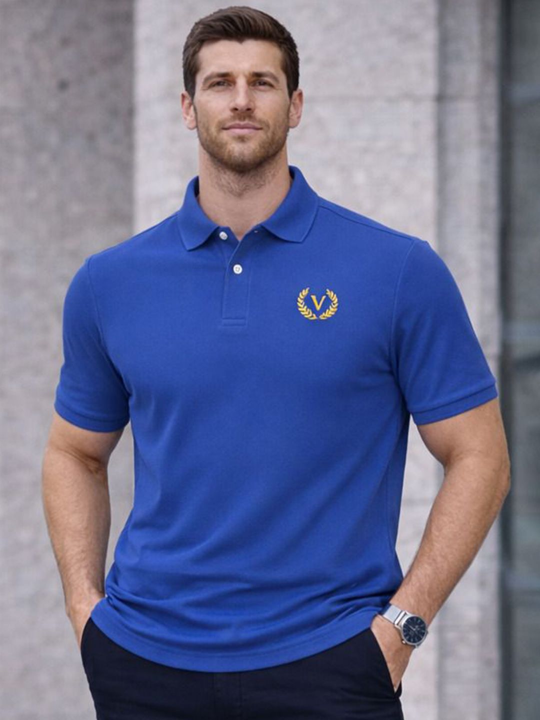 MACK JONNEY Men Polo Collar T-shirt