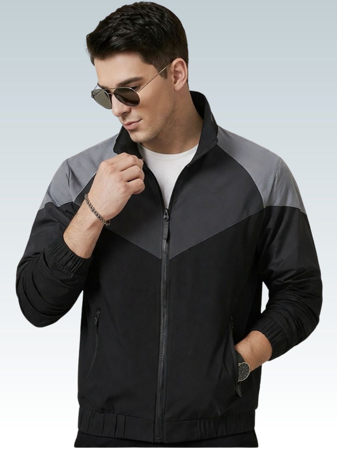 MIA FASHION Men Colourblocked Windcheater Outdoor Sporty Jacket