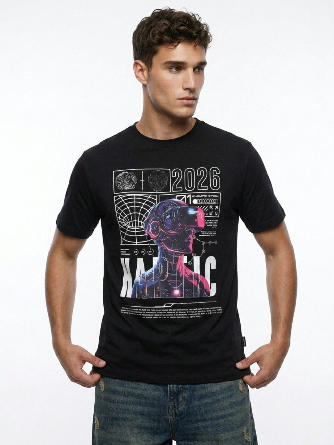 Glitchez Men Graphic Relaxed-Fit T-shirt