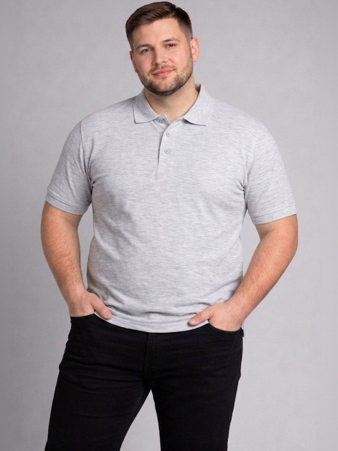 HERR WAHRER Men Plus Size Polo Collar Pocket T-shirt