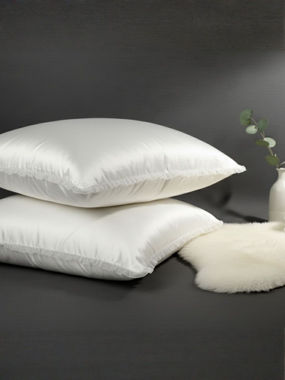 SLEEPY THREADS SLEEPY THREADS White Pack of 2  Ruffle Satin Pillow Covers