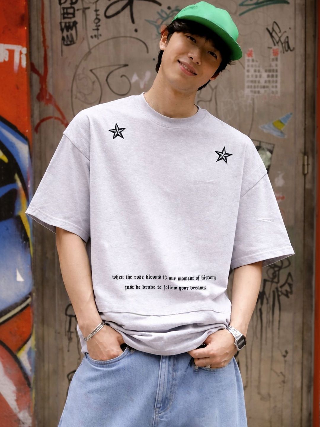 FTX Men Typography Printed Drop-Shoulder Sleeves T-shirt