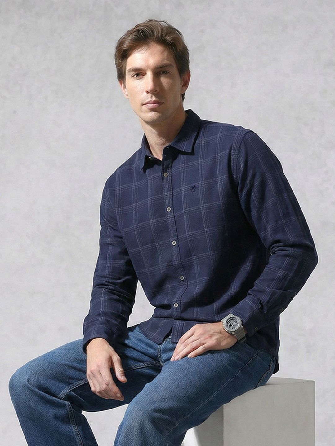 WROGN Slim Fit Checked Casual Shirt