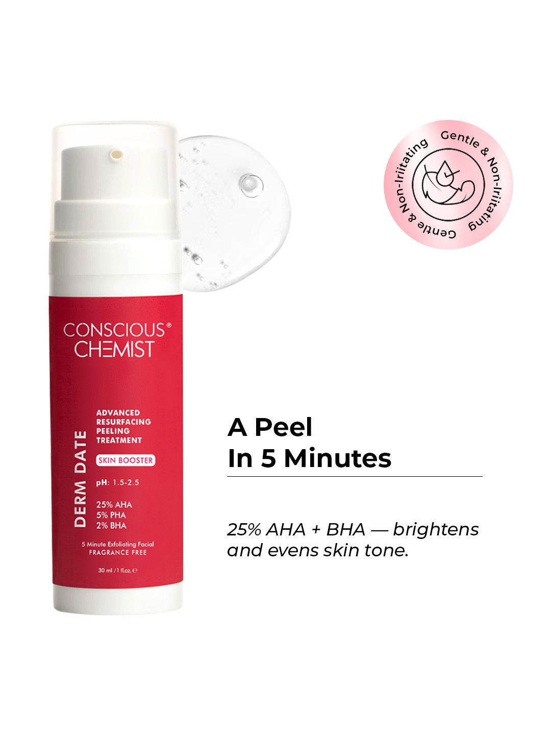 Conscious Chemist Conscious Chemist Peeling Solution 25% AHA + 2% BHA + 5% PHA Exfoliating Serum - 30ml