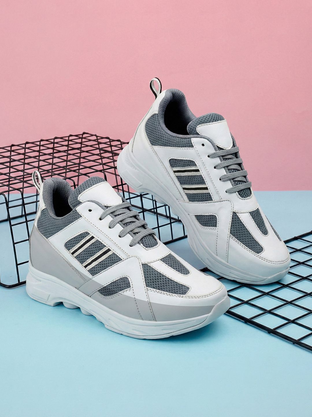 Bxxy Men 3 Inch Hidden Elevator Height Increasing Sports Running Lace-up Shoes