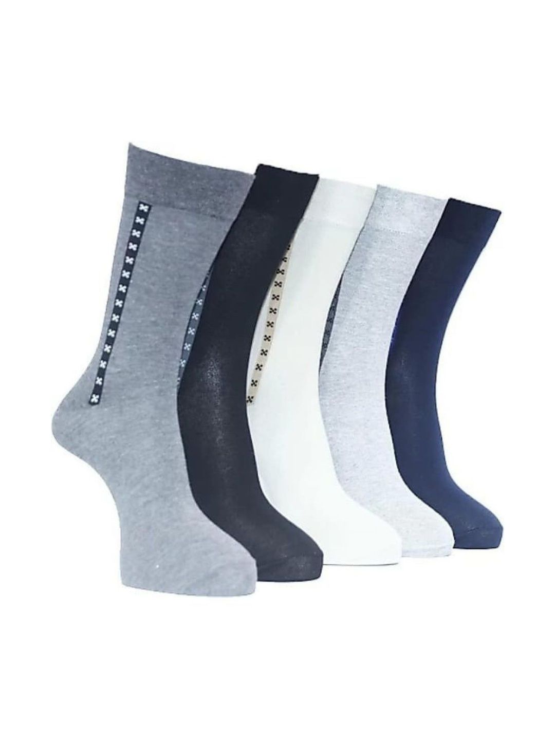 GARUN Men Pack of 5 Cotton Blend Patterned Calf Length Socks