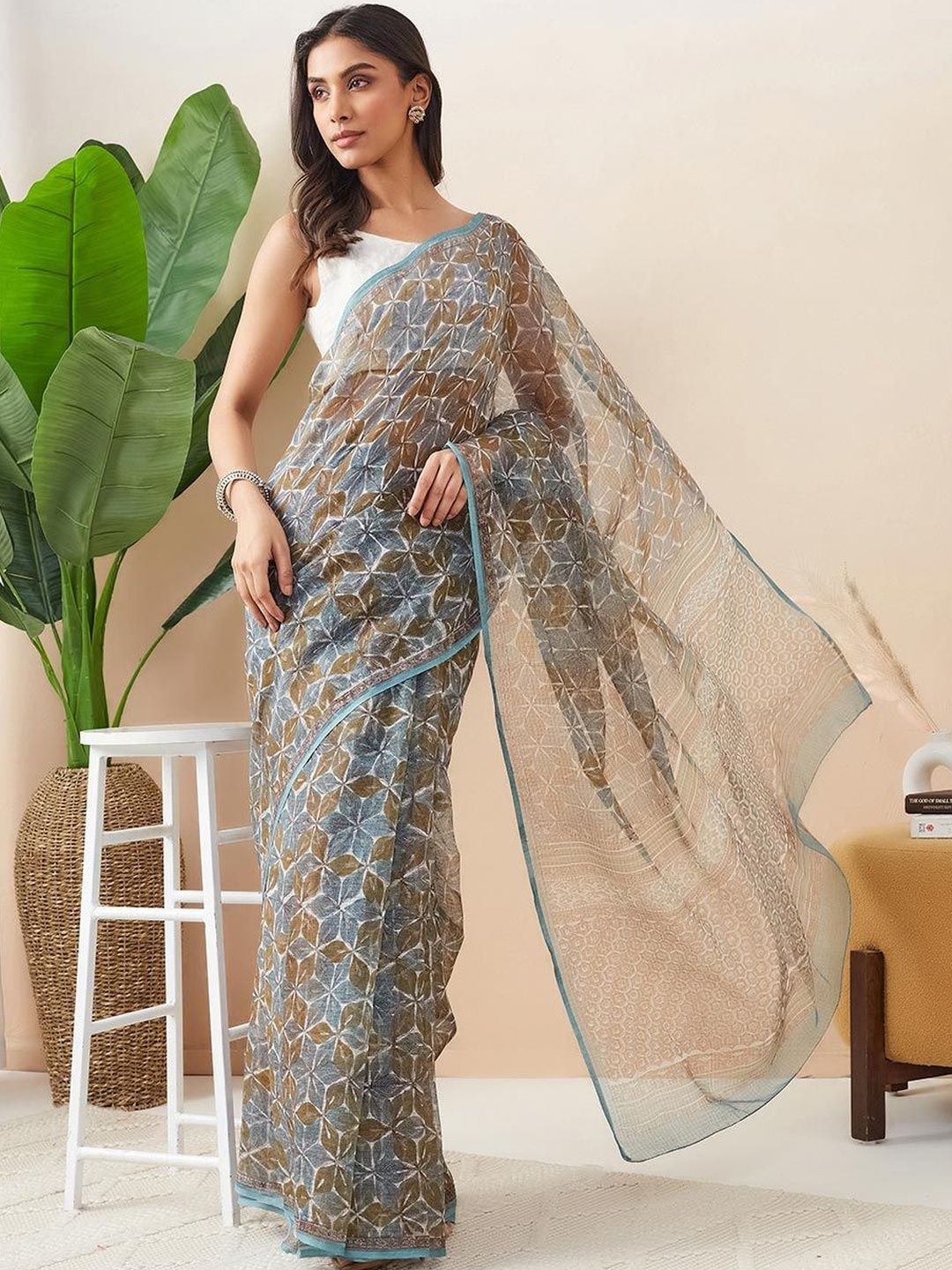 Fabindia Fabindia Floral Cotton Silk Saree