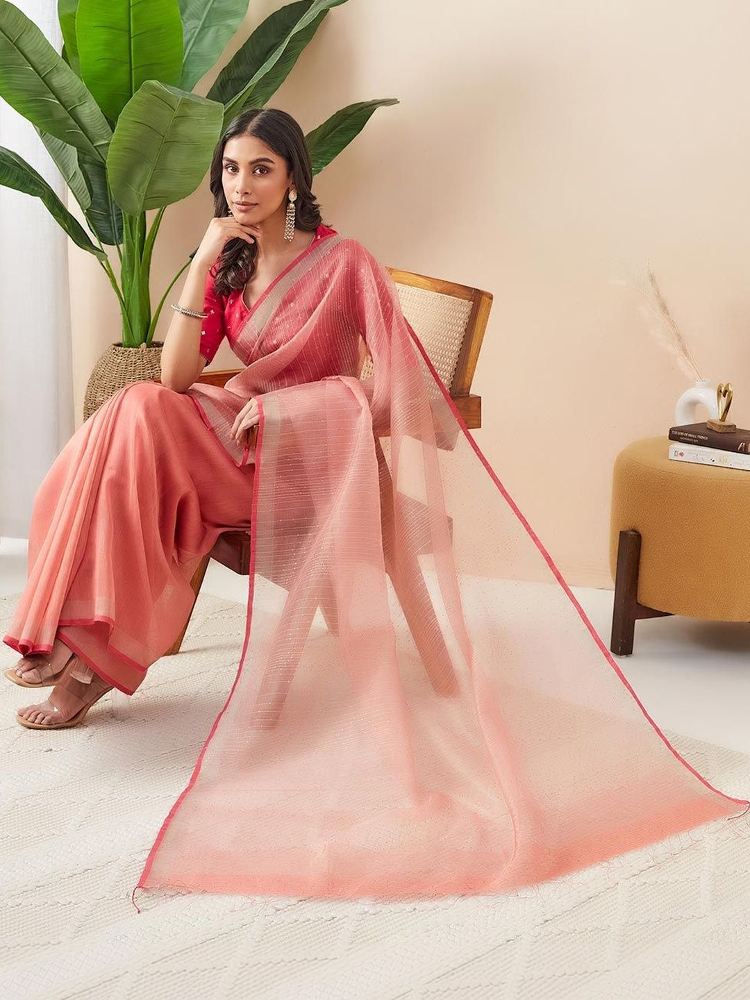 Fabindia Fabindia Women Woven Design Embroidered Saree