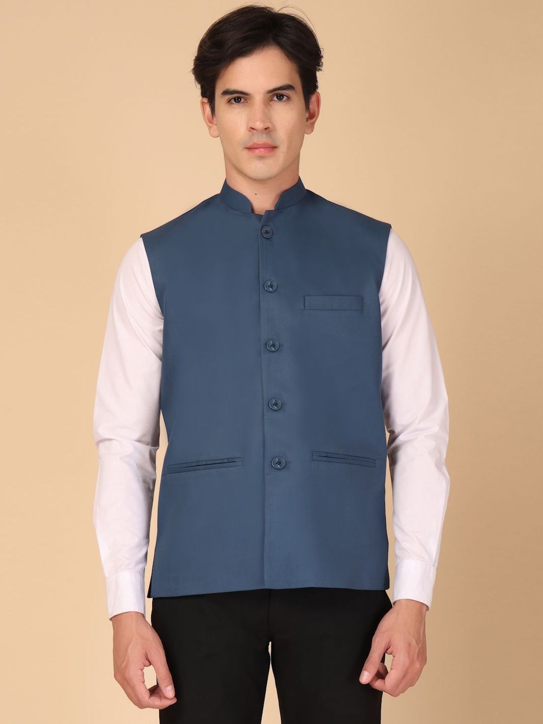 Vastraa Fusion Pure Cotton Woven Nehru Jackets