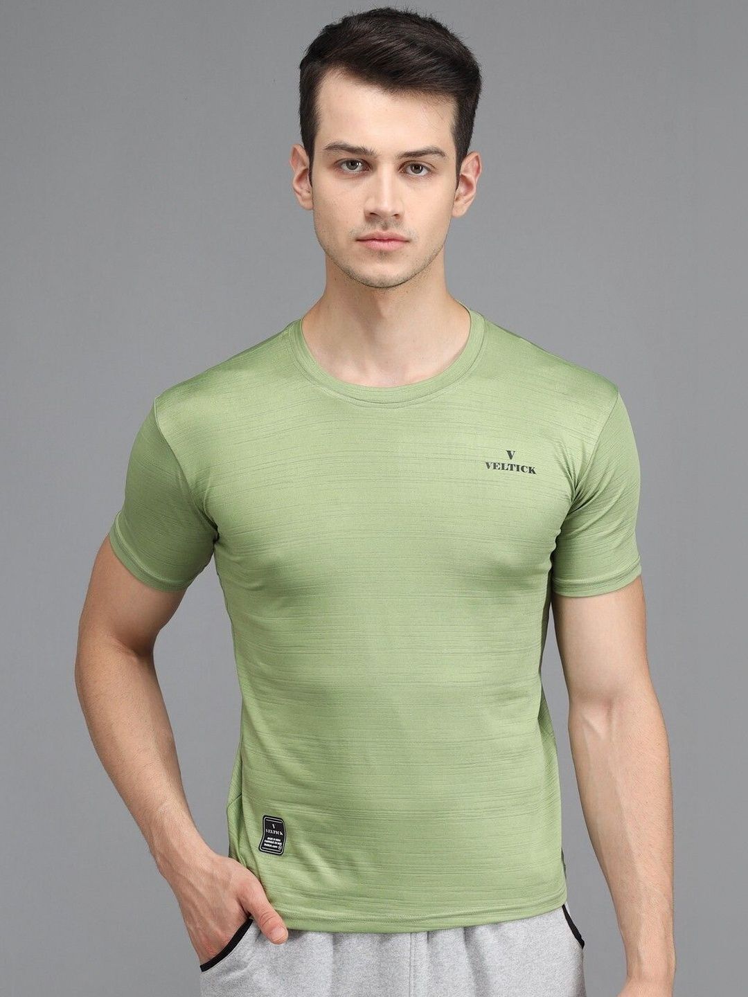 Veltick Lime Green Muscle Fit T-shirt